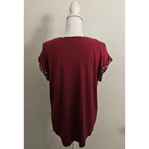 Apt. 9 Red Print Cap Sleeve Blouse - Picture 3 of 7